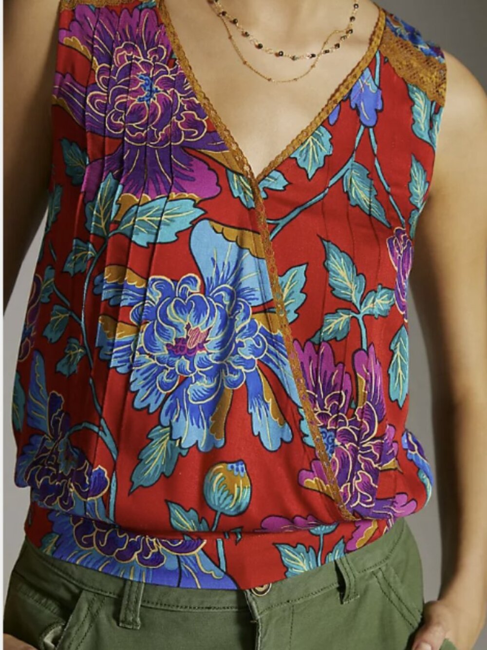 Anthropologie Tiny Rain Scarf Wrap Top Boho Floral Lace Trim Size S